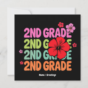 Back to School First Day of Second Grade Cute  Invitation