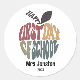 Back to School First Day Teacher Apple Class Classic Round Sticker