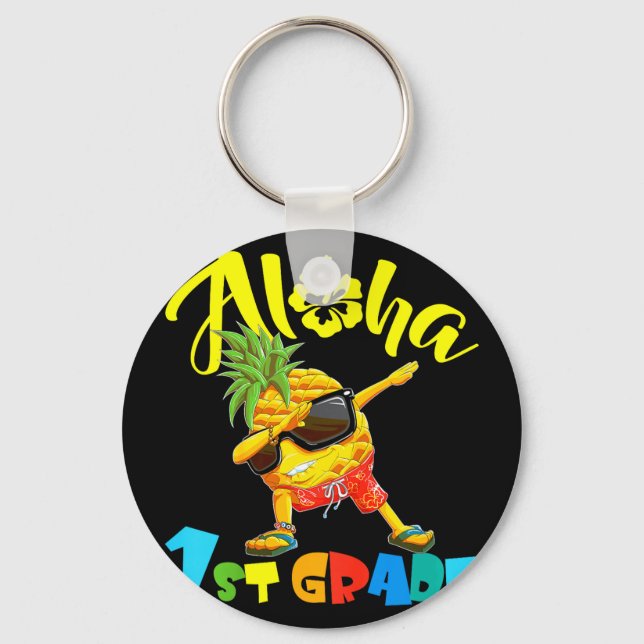 Back to school first grade cool dabbing aloha keychain (Front)