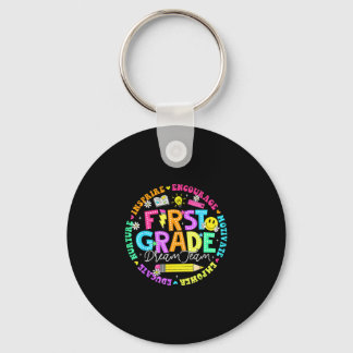 Back to school first grade dream team teacher kids keychain