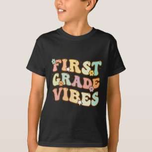 Back To School First Grade Vibes Retro Teacher Wom T-Shirt