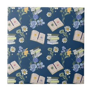 Back to School Floral Books Tile