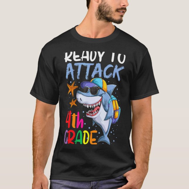 Back To School  For Boy Ready To Attack 4th Grade  T-Shirt (Front)