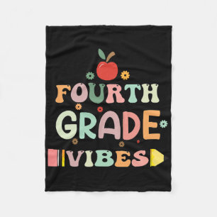 Back To School Fourth Grade Vibes Student Teacher  Fleece Blanket