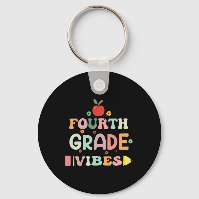 Back To School Fourth Grade Vibes Student Teacher  Keychain (Front)