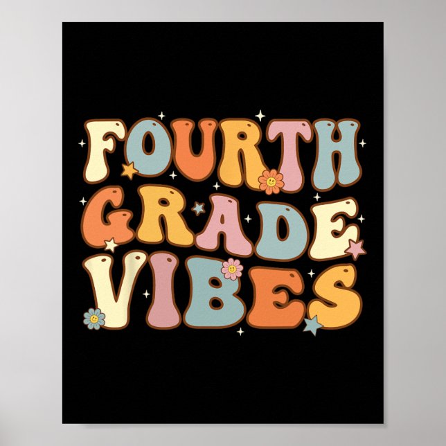 Back To School Fourth Grade Vibes Student Teacher  Poster (Front)