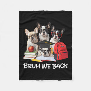 Back To School French Bulldog Pupdogs Fleece Blanket