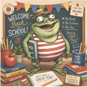 Back to School Frog PNG, Teacher Classroom Decor,