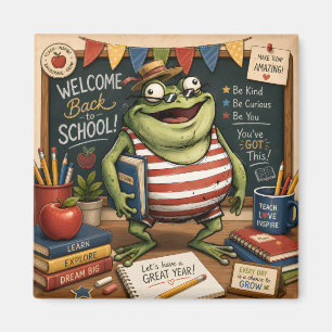 Back to School Frog PNG, Teacher Classroom Decor,  Magnet