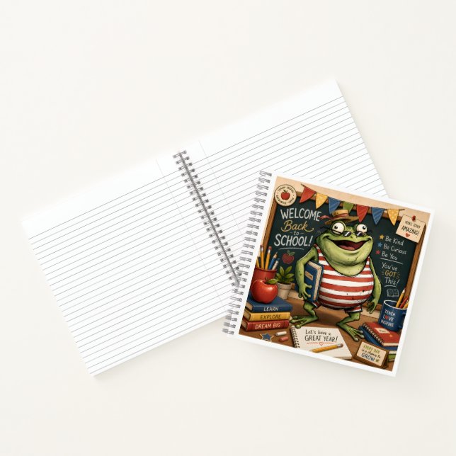 Back to School Frog PNG, Teacher Classroom Decor,  Notebook (Inside)