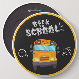 "Back to School" Fun Chalkboard & School Bus 6 Inch Round Button
