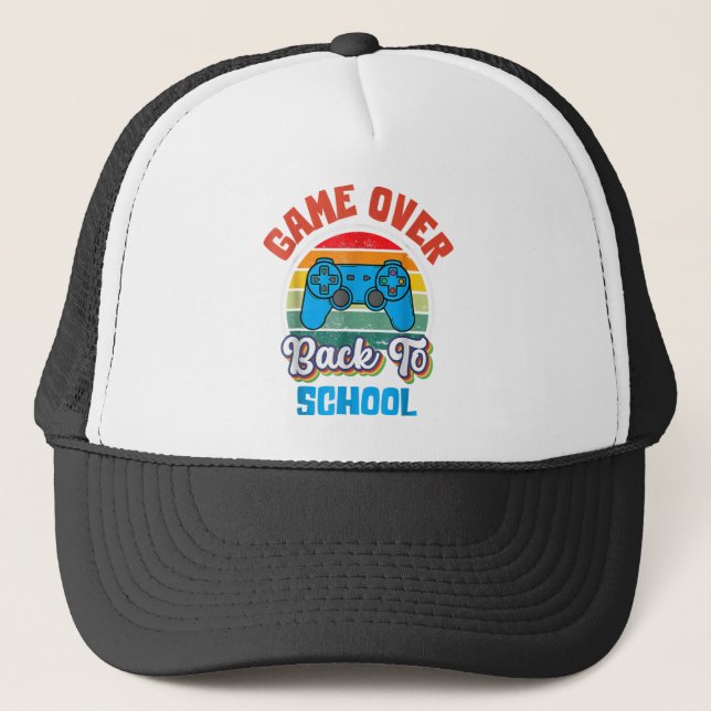 Back to School Funny Game Over Teacher Student Con Trucker Hat (Front)