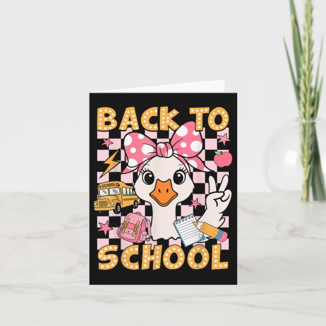 Back To School Funny Silly Goose First Day Of Scho Card (Front)