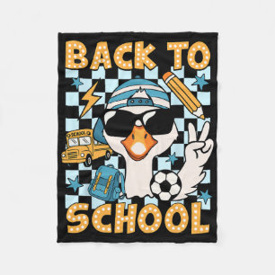 Back To School Funny Silly Goose First Day Of Scho Fleece Blanket