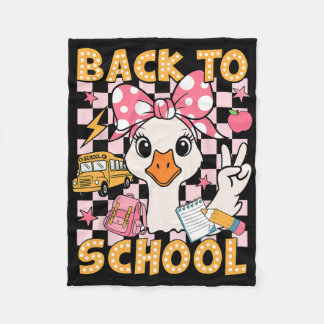 Back To School Funny Silly Goose First Day Of Scho Fleece Blanket