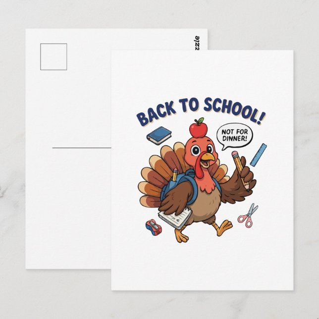Back to School Funny Turkey Design Postcard (Front/Back)
