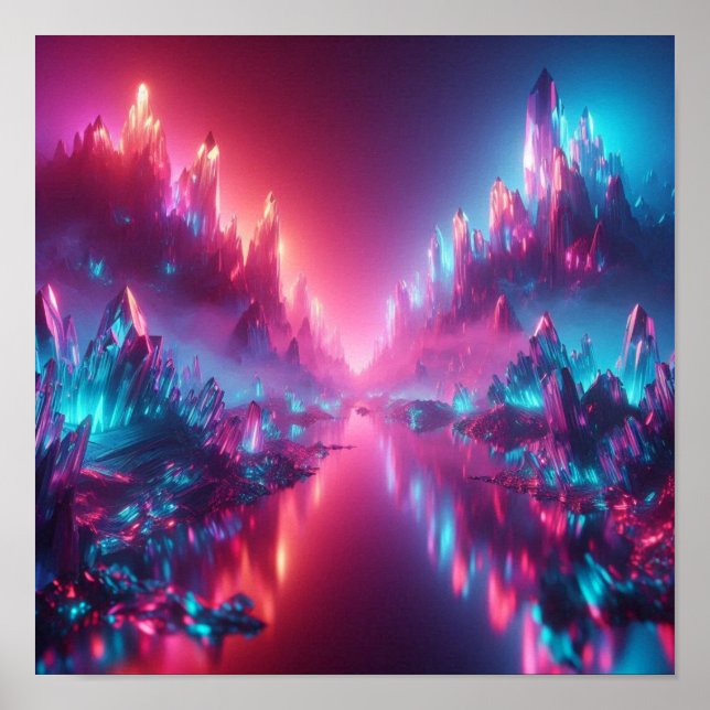 Back to School Futuristic Crystal Glow Poster (Front)
