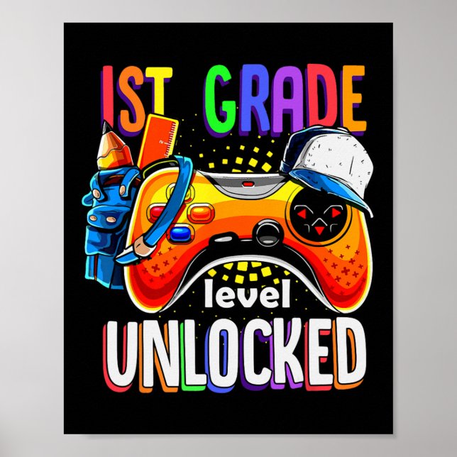 Back To School Gamepad 1st First Grade Level Unloc Poster (Front)