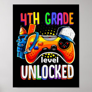 Back To School Gamepad 4th Fourth Grade Level Unlo Poster