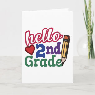 Back To School Gift - Hello Second (2nd) Grade Kid Card