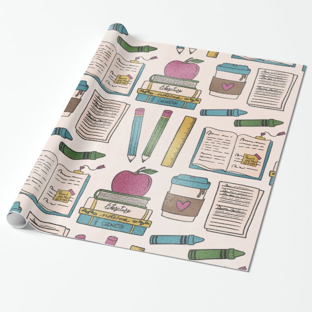 back to school gift wrappers wrapping paper (Unrolled)