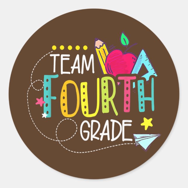 Back To School Gifts Team Fourth Grade 4th Classic Round Sticker (Front)