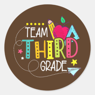 Back To School Gifts Team Third Grade 3rd Teacher Classic Round Sticker