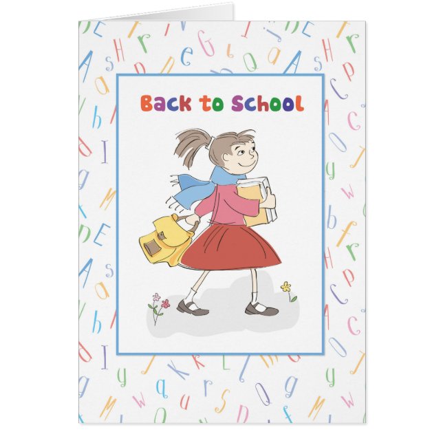 Back to School Girl With Books and Backpack (Front)