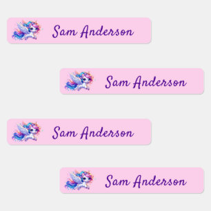 Back to School Girls Pink Unicorn Kids Name