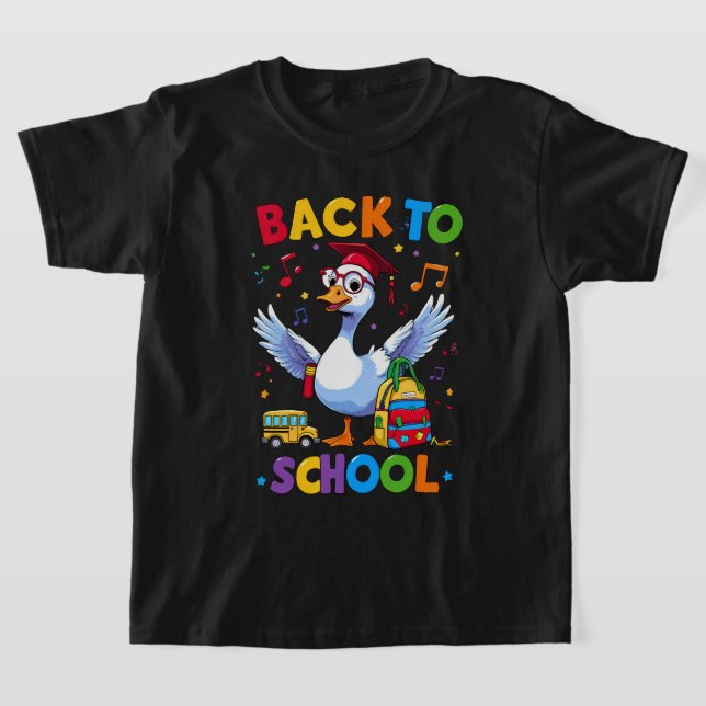 Back to School Goose – Colourful Fun T-Shirt Desig (Laydown)