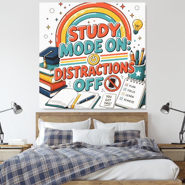 Back to School Graphic College Study Gift,  Canvas Print (Insitu(Bedroom))