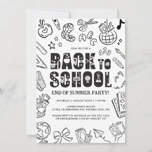 Back To School Handdrawn End Of Summer Party Invitation