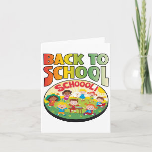 Back To School Happy Students Seeing Friends Again Card
