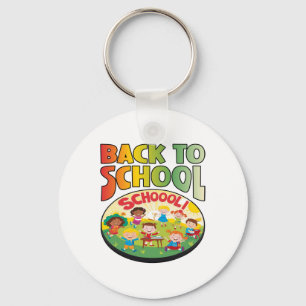 Back To School Happy Students Seeing Friends Again Keychain