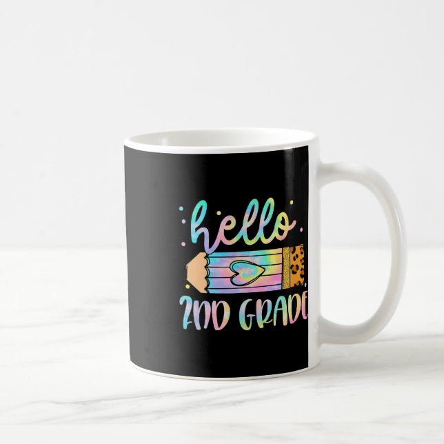 Back To School Hello 2nd Grade Leopard Tie Dye Pen Coffee Mug (Right)