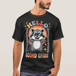 Back To School Hello 2Nd Grade Raccoon Second  T-Shirt