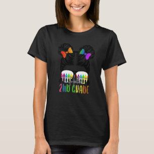Back To School Hello 2nd Grade Second Messy Bun Te T-Shirt