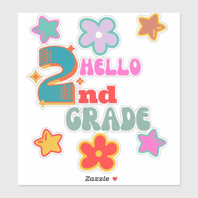 back to school, hello 2nd grade  sticker (Sheet)