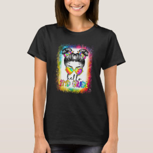 Back To School Hello 2nd Second Grade Messy Bun Ti T-Shirt
