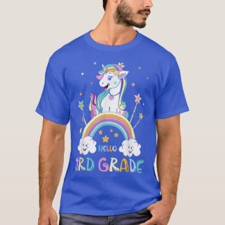 Back To School Hello 3rd Grade Rainbow Unicorn Tea T-Shirt
