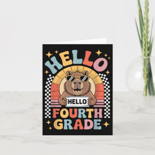 Back To School Hello 4th Grade Capybara Fourth Gra Card