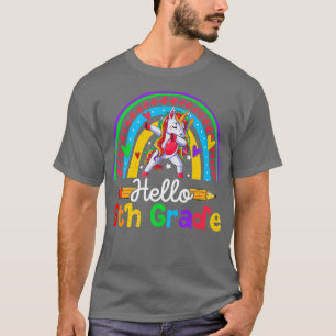 Back To School Hello 6th Grade Dabbing Unicorn Rai T-Shirt