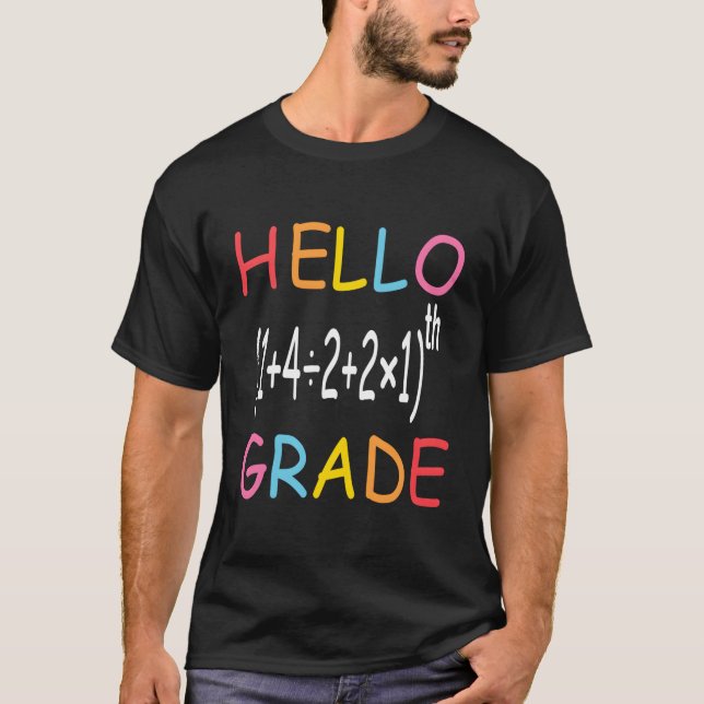 Back To School Hello Fifth Grade Equation Math Tea T-Shirt (Front)