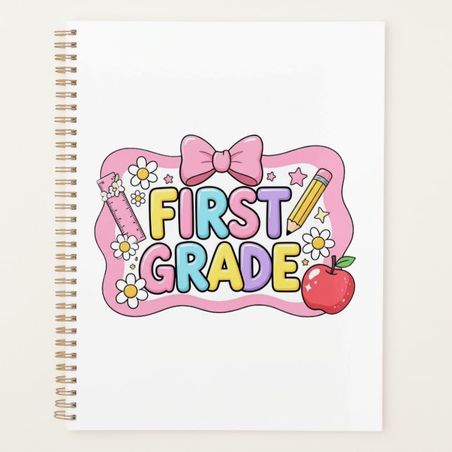 Back To School Hello First Grade Team 1st Grade Planner (Front)