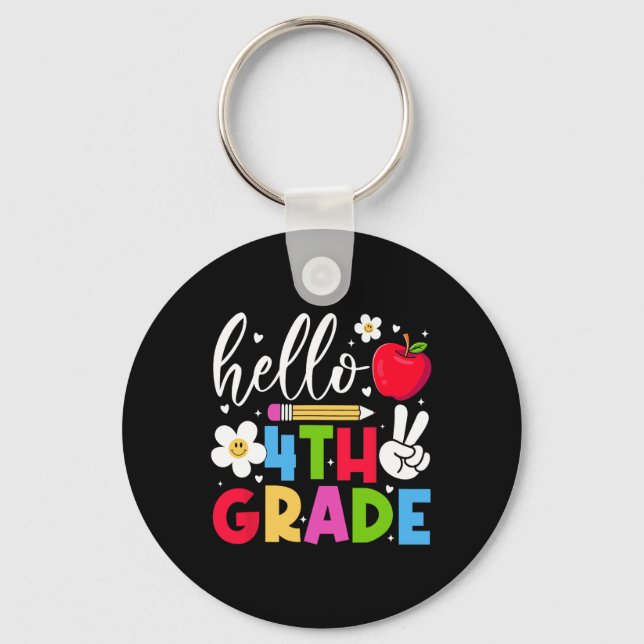 Back To School Hello Fourth Grade Team 4th Grade B Keychain (Front)