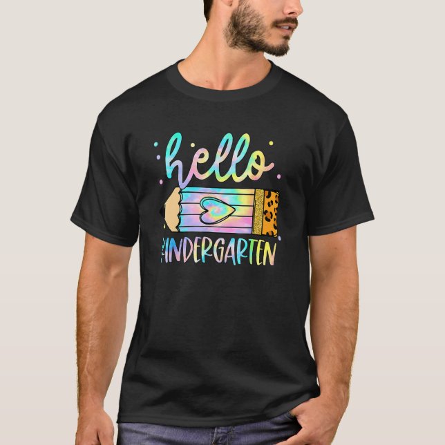 Back To School Hello Kindergarten Leopard Pencil K T-Shirt (Front)