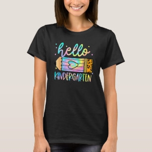 Back To School Hello Kindergarten Leopard Tie Dye  T-Shirt