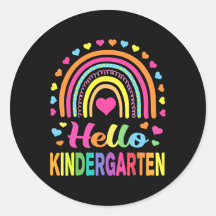 Back to School Hello Kindergarten Squad Teachers W Classic Round Sticker