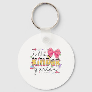 Back To School Hello Kindergarten Teacher Coquette Keychain