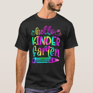 Back To School Hello Kindergarten Tie Dye Teacher  T-Shirt